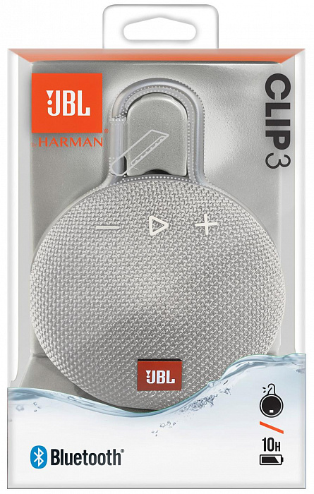 Портативная акустическая система JBL Clip 3 (White) купить в интернет-магазине icover