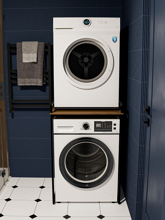 Стеллаж лофт для стиральной и сушильной машины RIDBERG CHICO (Dark Oak/Black) купить в интернет-магазине icover