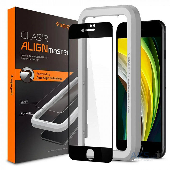 Защитное стекло Spigen Align Master FC (AGL01294) для iPhone 7/8/SE (Black) купить в интернет-магазине icover