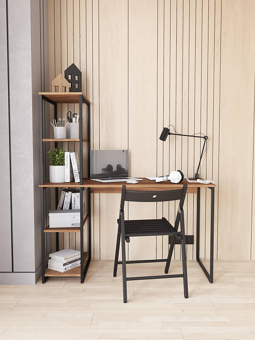 Стол-стеллаж лофт RIDBERG MEMPHIS (Dark Oak/Black) купить в интернет-магазине icover