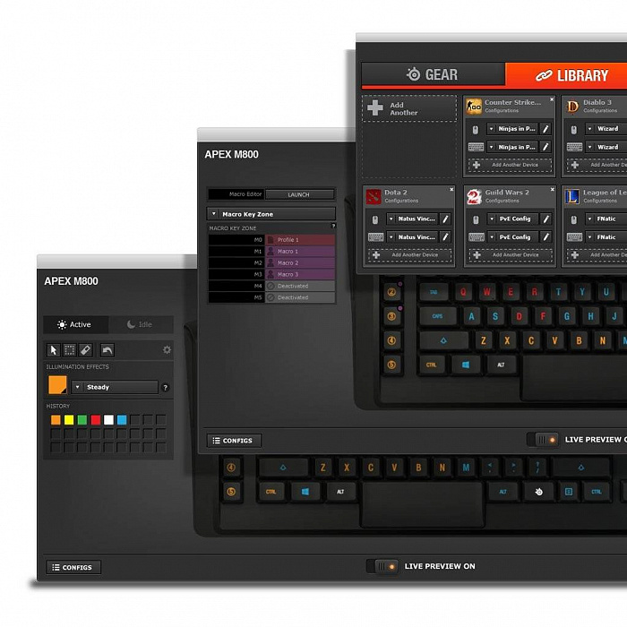 SteelSeries Apex M800 (64173) - игровая клавиатура (Black) купить в интернет-магазине icover