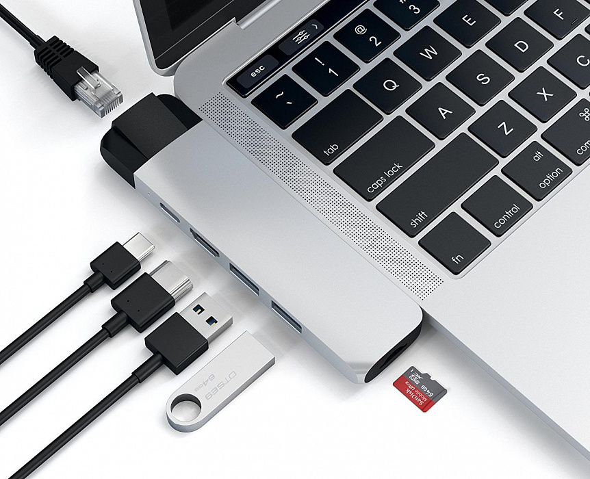 Хаб Satechi Aluminium Type-C Pro Hub Adapter with Ethernet (Silver) купить в интернет-магазине icover