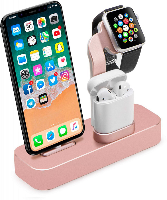 Док-станция COTEetCI Base19 (CS7201-MRG) для Apple Watch/iPhone/AirPods (Rose Gold) купить в интернет-магазине icover