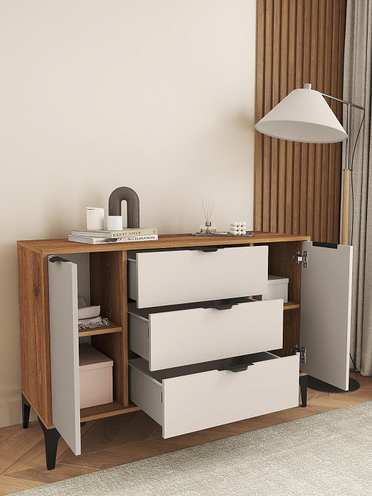 Комод Ridberg OKAYAMA 2Д/3Я (Dark Oak/Cashmire) купить в интернет-магазине icover