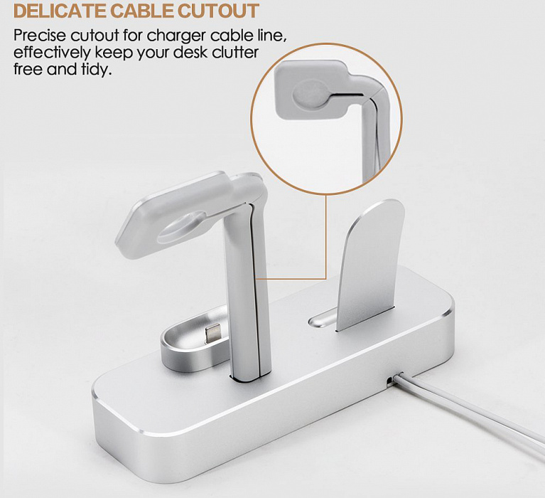 Док-станция COTEetCI Base19 (CS7201-TS) для Apple Watch/iPhone/AirPods (Silver) купить в интернет-магазине icover
