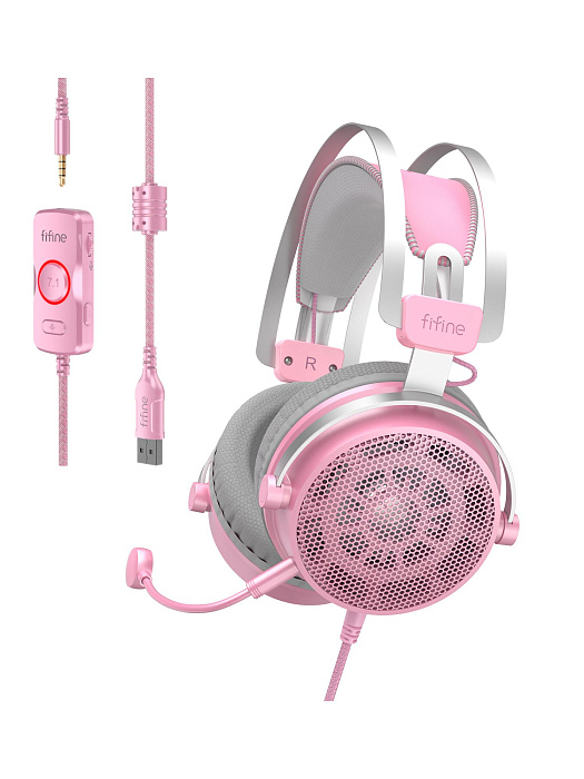 Наушники мониторные Fifine H18V Gaming Headsets (Pink) купить в интернет-магазине icover