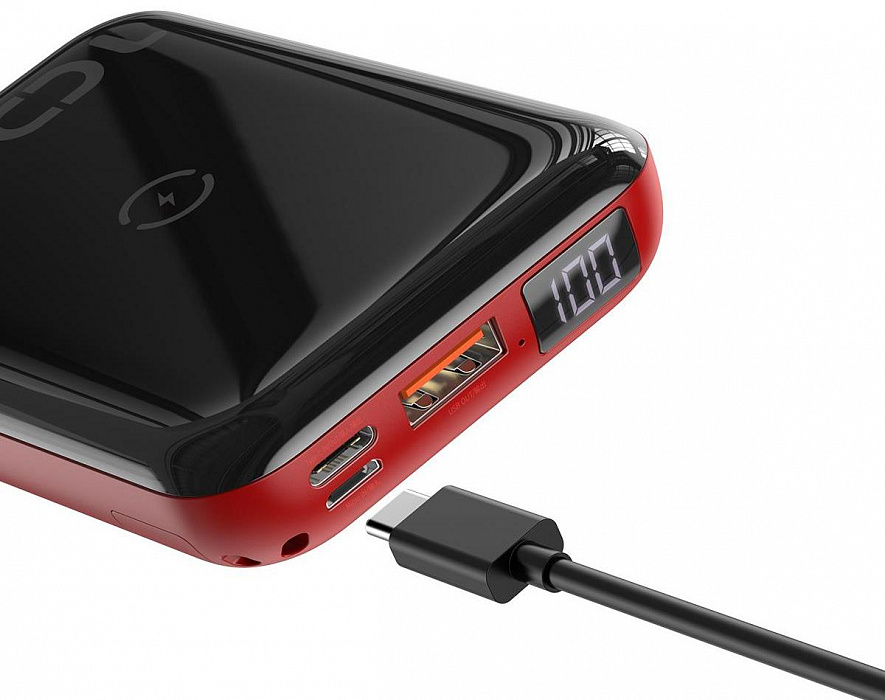 Внешний аккумулятор Baseus Mini S Bracket 10W Wireless Charger 10000mAh (Black/Red) купить в интернет-магазине icover