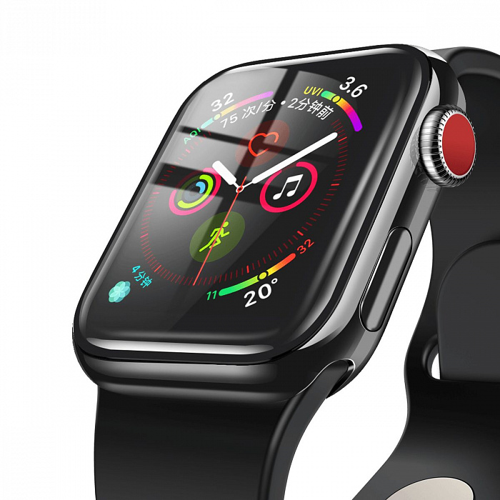 Защитное стекло Baseus Full-screen Curved Tempered Glass (SGAPWA4-H01) для Apple Watch series SE/6/4 44mm (Black) купить в интернет-магазине icover