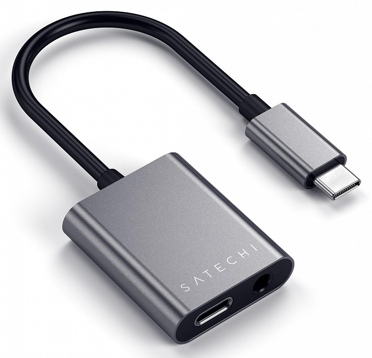 Переходник Satechi (ST-TCACAM) USB-C to USB-C/Mini-Jack (Space Grey) купить в интернет-магазине icover