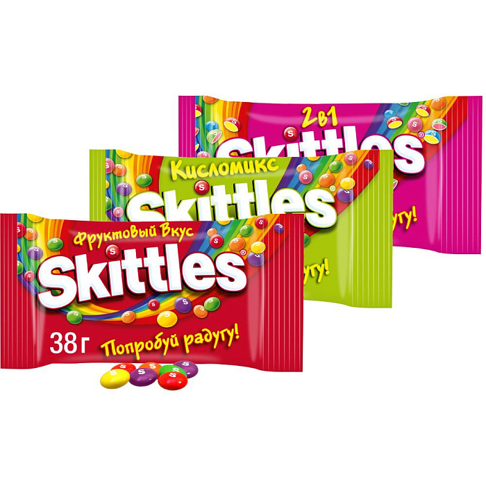 Ассорти DrageeMix драже Skittles Фрукты (4х38г), Кисломикс (4х38г), 2-в-1 (4х38г) купить в интернет-магазине icover