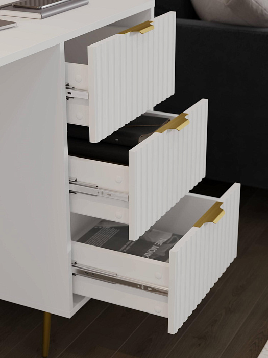 Стол письменный RIDBERG LUGANO 3Я (White/Gold) купить в интернет-магазине icover