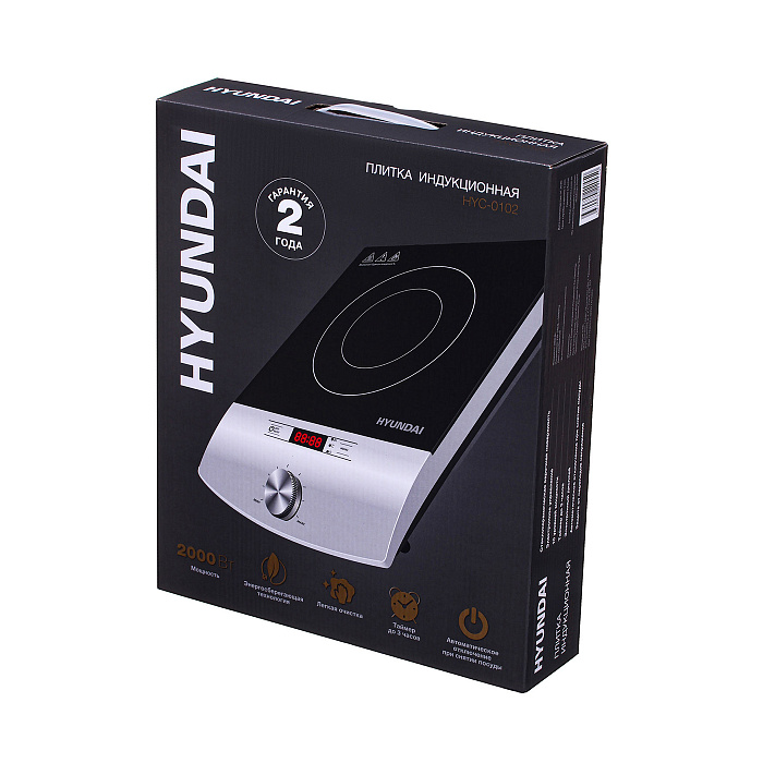 Плита Индукционная Hyundai HYC-0102 настольная стеклокерамика (Silver/Black) купить в интернет-магазине icover