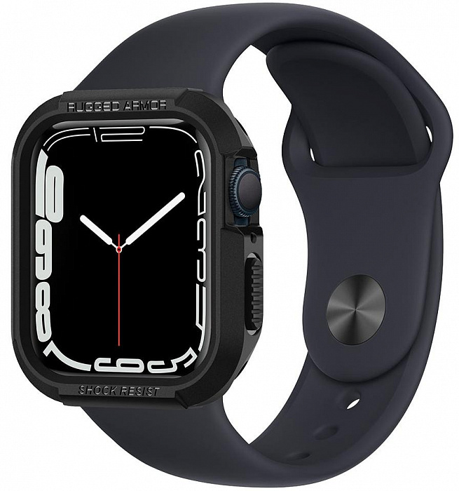 Чехол Spigen Rugged Armor (062CS24469) для Apple Watch Series SE/4/5/6/7 44/45 mm (Black) купить в интернет-магазине icover