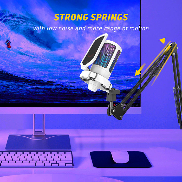 Игровой USB-микрофон Fifine A6T с RGB-подсветкой (White) купить в интернет-магазине icover