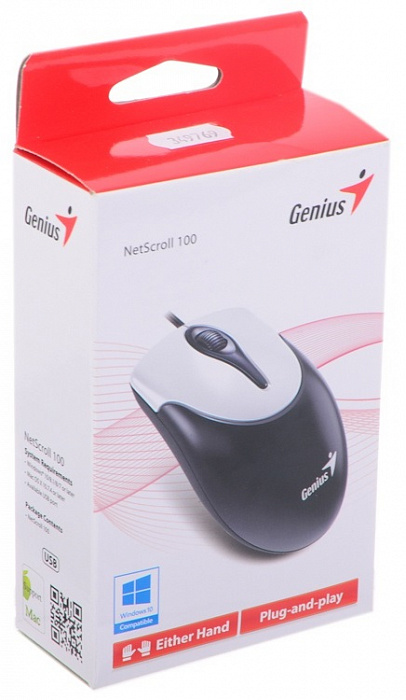 Genius NetScroll 100 1000 dpi - проводная мышь (Black/Silver)  купить в интернет-магазине icover
