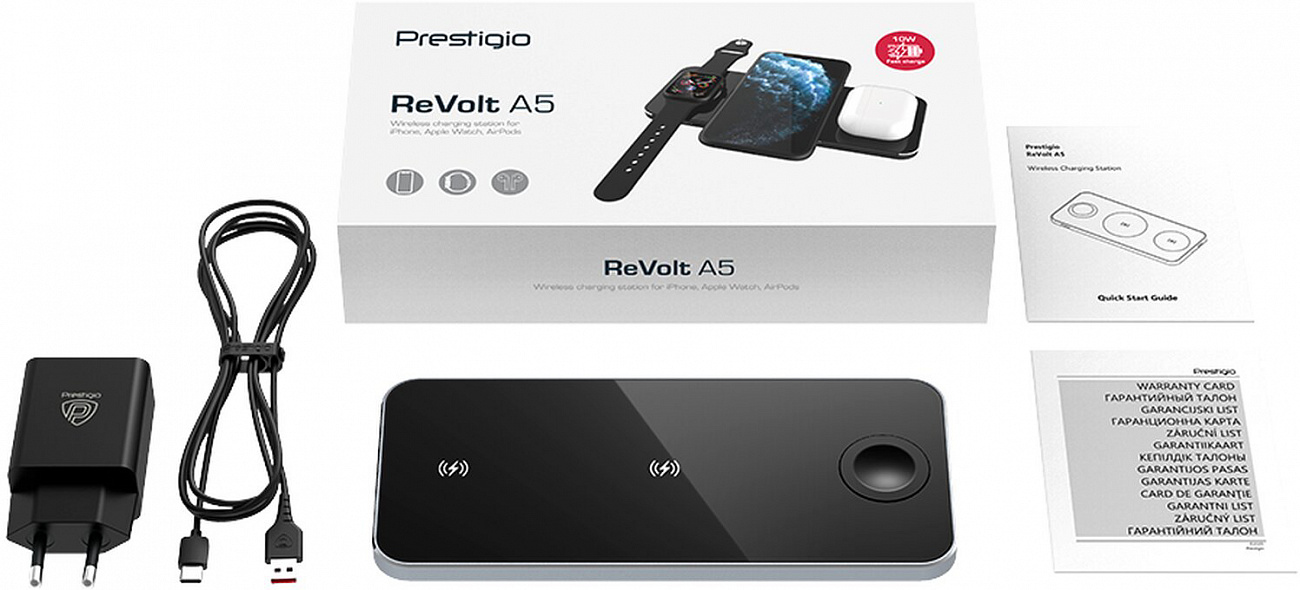 Беспроводное зарядное устройство Prestigio ReVolt A5 3-in-1 (SU2PCS105ASG) купить в интернет-магазине icover