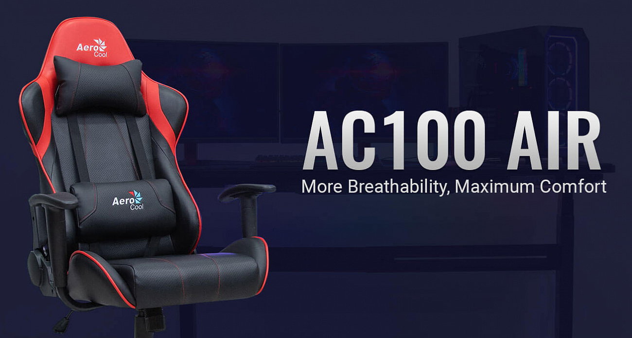 Игровое кресло Aerocool AC100 AIR (Black/Red) купить в интернет-магазине icover