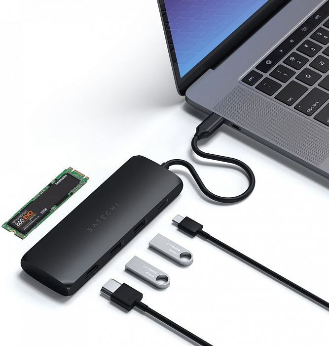 Хаб Satechi USB-C Hybrid Multiport Adapter ST-UCHSEK (Black) купить в интернет-магазине icover