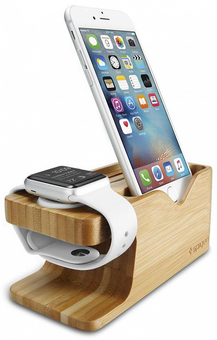 Подставка Spigen S370 для iPhone и Apple Watch (Wood) купить в интернет-магазине icover