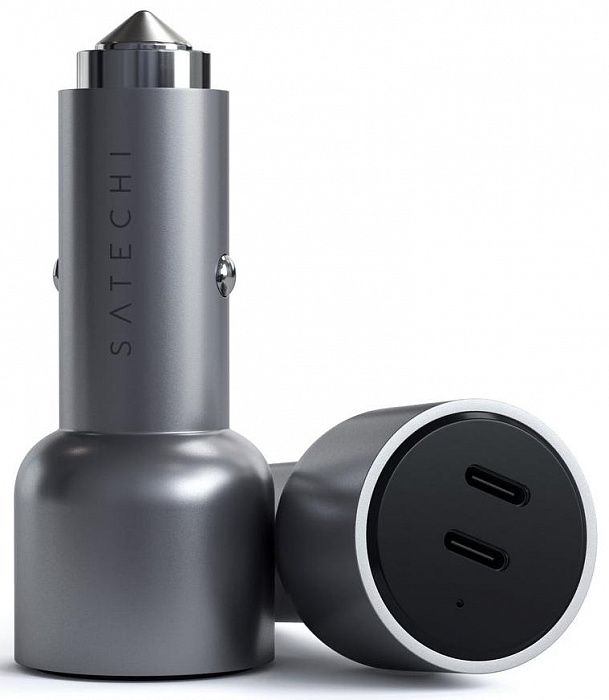 Автомобильное зарядное устройство Satechi 40W Dual USB-C PD ST-U2C40CCM (Space Grey) купить в интернет-магазине icover