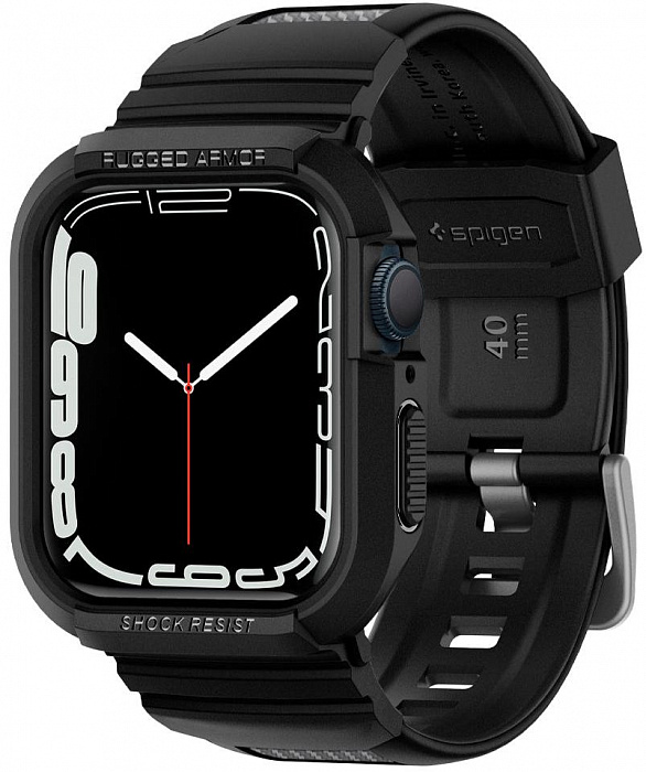 Чехол Spigen Rugged Armor Pro (ACS00546) для Apple Watch series 7/SE/6/5/4 41mm/40mm (Black) купить в интернет-магазине icover