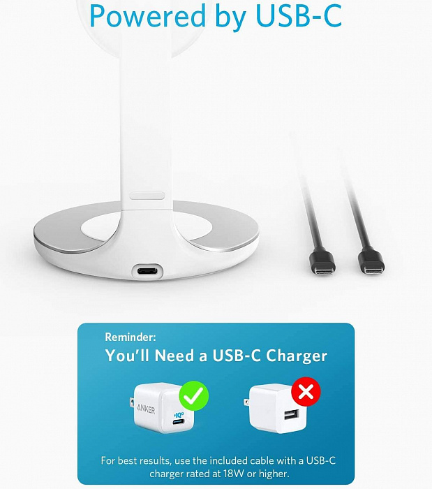Беспроводное зарядное устройство Anker PowerWave Magnetic 2-in-1 Stand A25611Y1 (White) купить в интернет-магазине icover