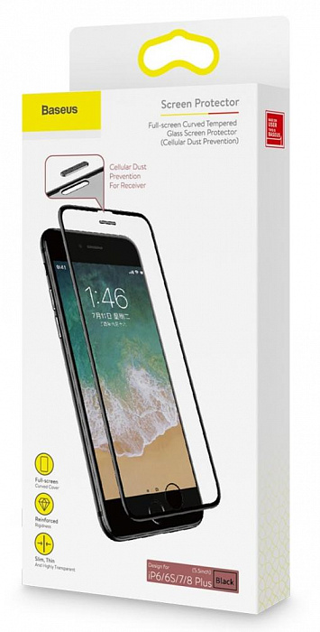 Защитное стекло Baseus Curved Glass (SGAPIPH8P-WA01) для iPhone 6 Plus/6S Plus/7 Plus/8 Plus (Black) купить в интернет-магазине icover