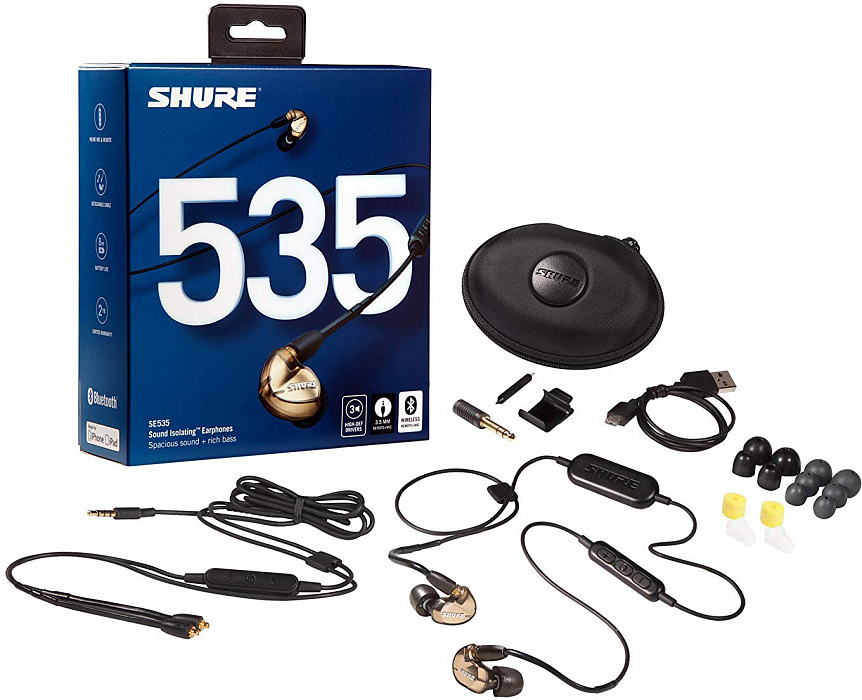 Bluetooth-наушники с микрофоном Shure SE535-V+BT1 (Bronze) купить в интернет-магазине icover