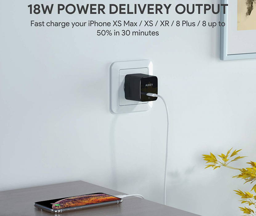 Сетевое зарядное устройство Aukey Wall Charger PD USB-C PA-Y18 (Black) купить в интернет-магазине icover