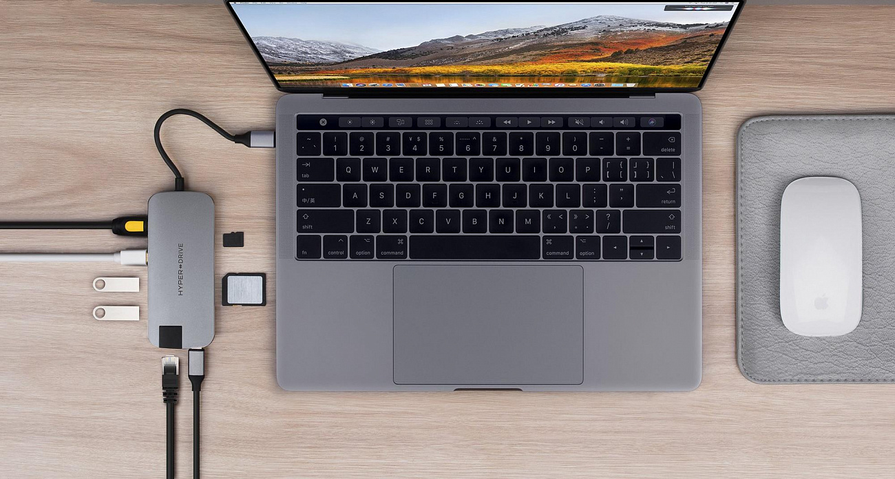 USB-хаб HyperDrive Slim 8-in-1 USB-C Hub (Space Grey) купить в интернет-магазине icover
