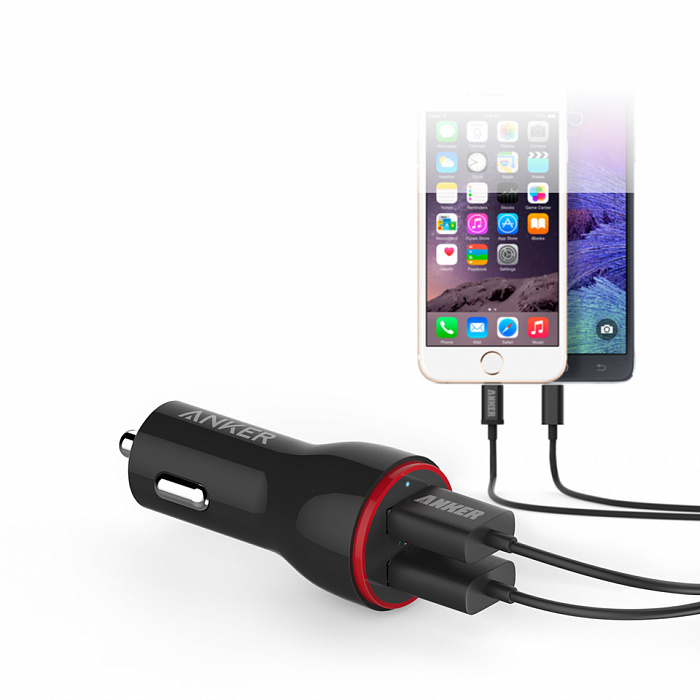 Автомобильное зарядное устройство Anker PowerDrive 2 & Lightning Cable (B2310011) для iPhone/iPad (Black/Red) купить в интернет-магазине icover