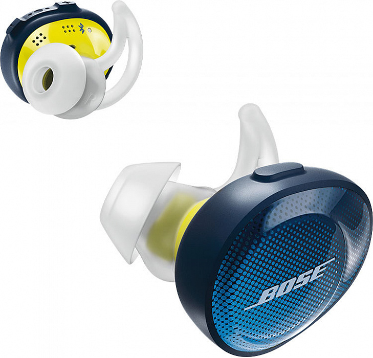 Bluetooth-наушники Bose SoundSport Free с микрофоном (Midnight Blue/Citron) купить в интернет-магазине icover