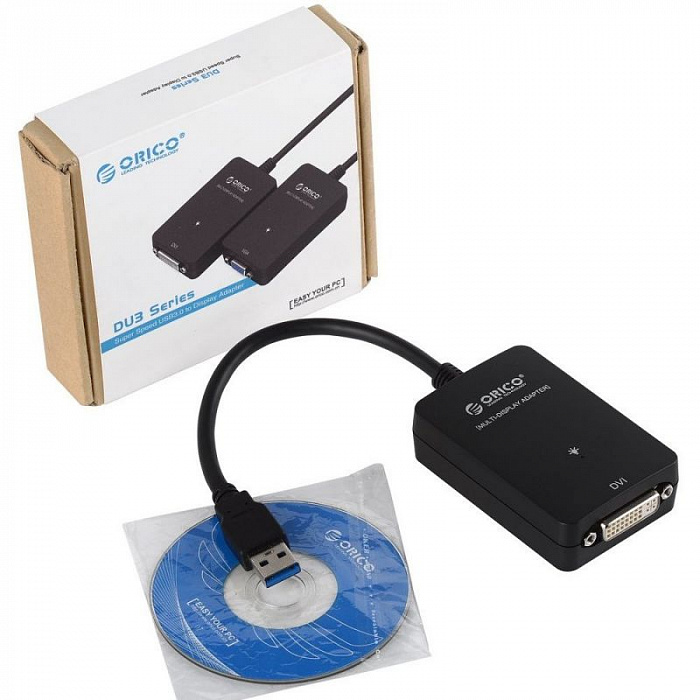 Видеоадаптер Orico USB-DVI DU3D (Black) купить в интернет-магазине icover