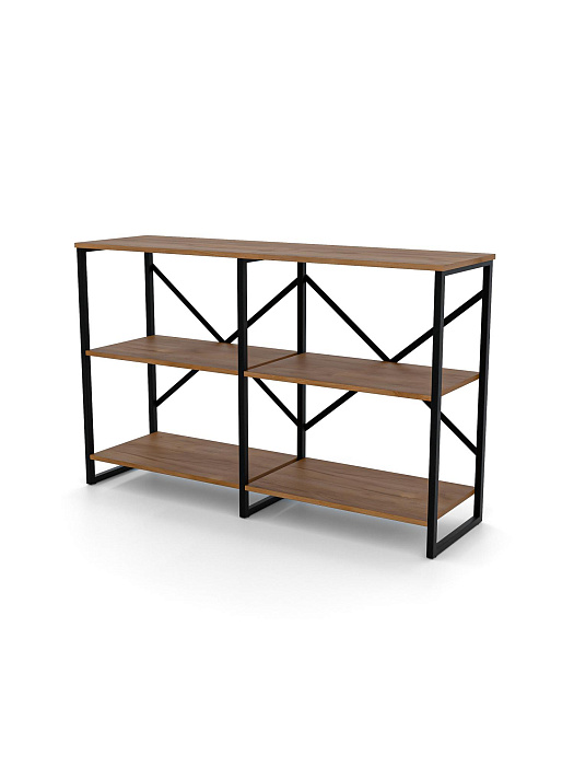 Стеллаж двойной лофт низкий RIDBERG CHICAGO 3 полки (Dark Oak/Black) купить в интернет-магазине icover