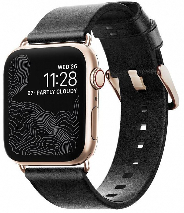 Ремешок Nomad Modern Strap (NM1A31SM00) для Apple Watch Series SE/6/2/3/4 38/40 mm (Black/Gold) купить в интернет-магазине icover