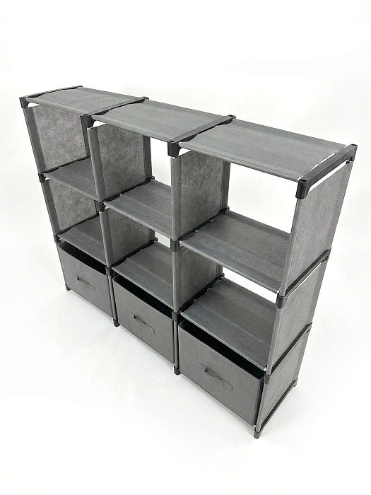 Стеллаж Ridberg 9 ячеек с коробками (Grey) купить в интернет-магазине icover