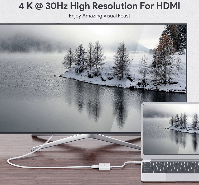 Адаптер Aukey CB-C01 USB-C 3.1 to HDMI (White) купить в интернет-магазине icover