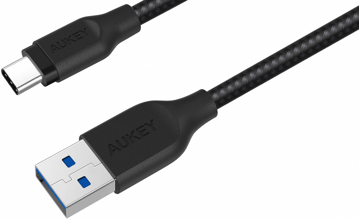 Кабель Aukey Braided Nylon (CB-AC1) USB-C to USB-A 3.1 1.2m (Black) купить в интернет-магазине icover