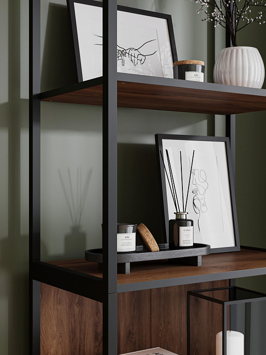 Стеллаж лофт RIDBERG DENVER модуль 3 (Dark Oak/Black) купить в интернет-магазине icover
