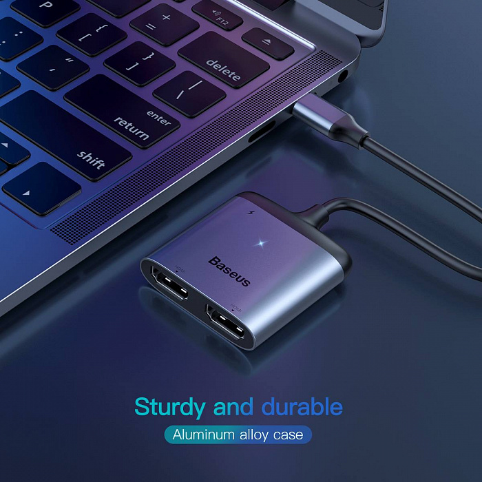 Переходник Baseus Enjoy HUB USB Type-C - HDMI 2x PD HD - USB Type-C (CAHUB-I0G) (Deep Grey) купить в интернет-магазине icover