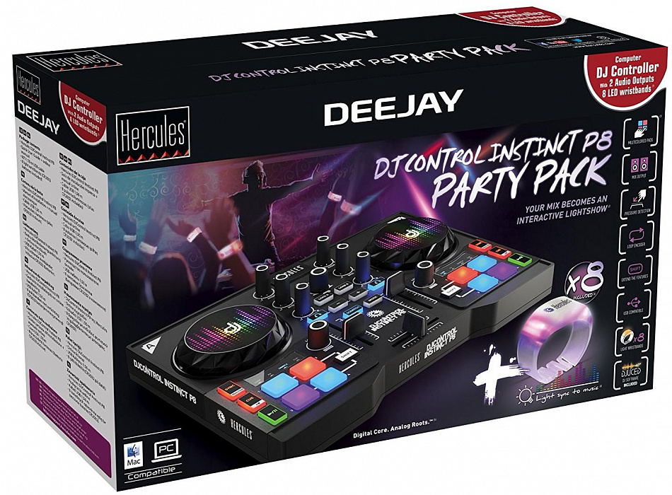 DJ-контроллер Hercules DJControl Instinct P8 Party Pack (Black) купить в интернет-магазине icover