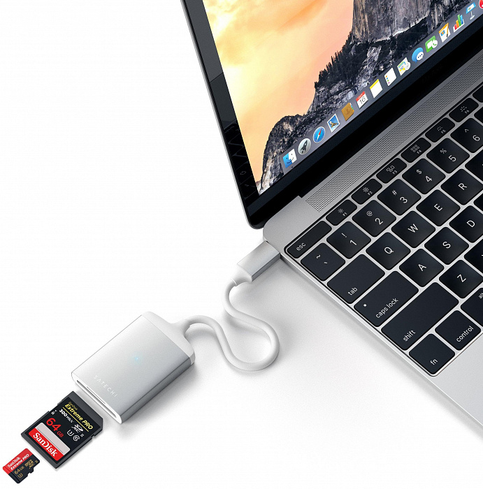 Адаптер Satechi Type-C UHS-II Micro/SD Card Reader ST-TCU3CRS (Silver) купить в интернет-магазине icover
