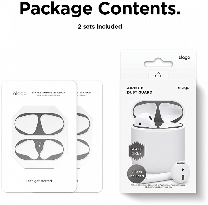 Защитная пластина Elago Dust Guard (EAP-GUARD-MDG-2S) для наушников Apple AirPods (Matt Space Grey) купить в интернет-магазине icover