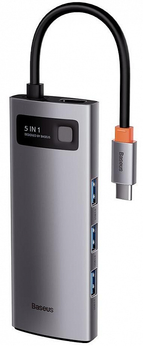 Хаб Baseus Metal Gleam Series 5-in-1 CAHUB-CX0G (Space Grey) купить в интернет-магазине icover