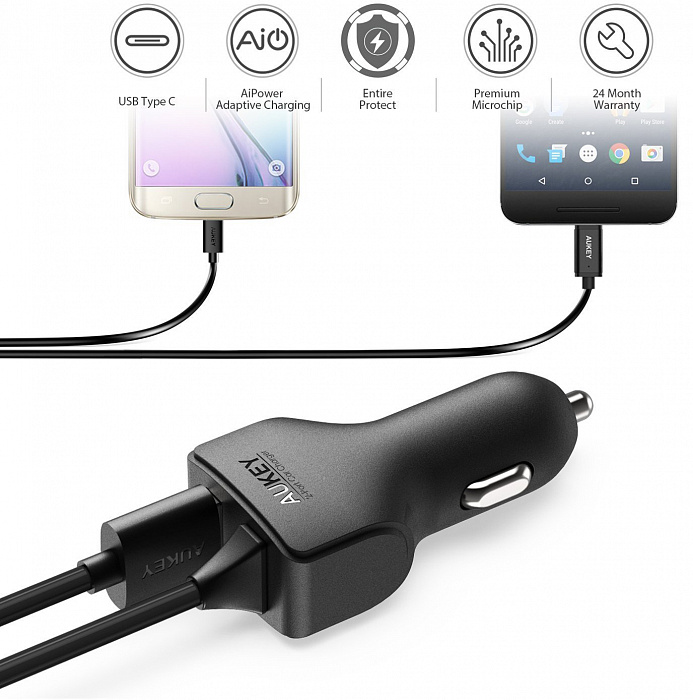 Автомобильная зарядка Aukey CC-Y4 (Black) купить в интернет-магазине icover