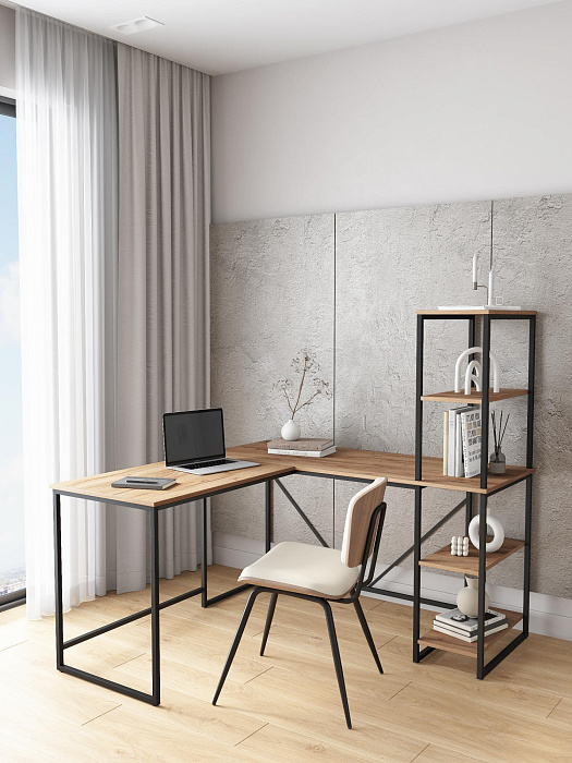 Стол письменный угловой лофт RIDBERG ФЛОРИДА (Oak/Black) купить в интернет-магазине icover