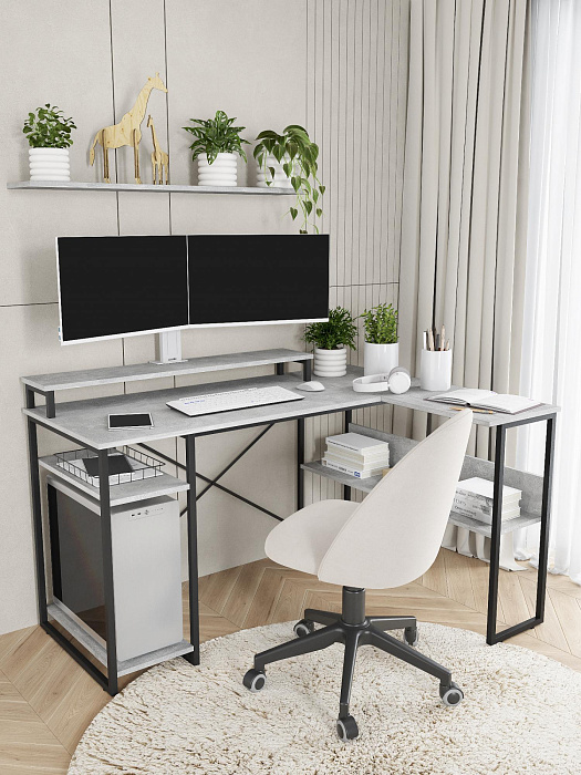 Стол компьютерный угловой лофт Ridberg TEXAS (Rock/Black) купить в интернет-магазине icover