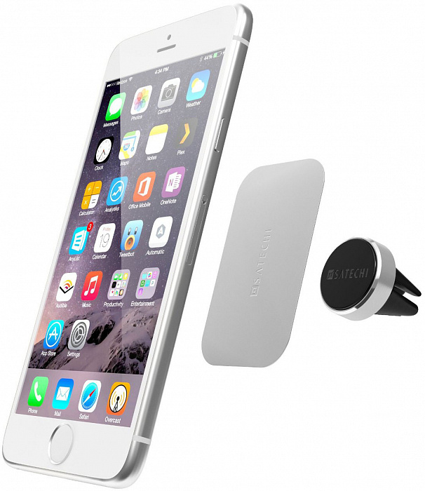 Satechi Aluminum Magnet Vent Mount (B019PJLU32) - держатель для смартфона в воздуховод (Silver) купить в интернет-магазине icover