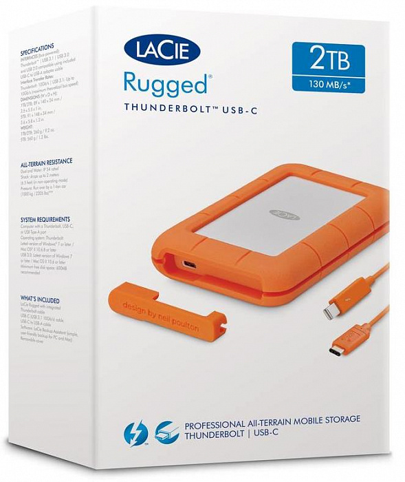 Внешний накопитель LaCie Rugged Thunderbolt USB-C HDD 5TB STFS5000800 (Orange) купить в интернет-магазине icover