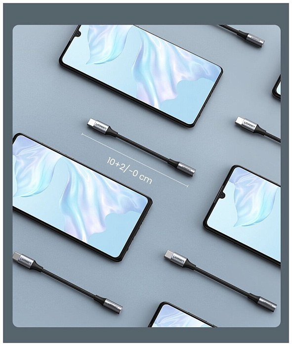 Адаптер Ugreen AV142 3.5mm/USB-C F/M (Grey) купить в интернет-магазине icover